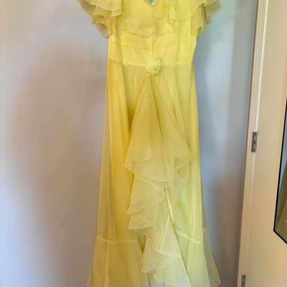 Vintage 1970s JCPenny Yellow Prom Ruffles Bridesmaid Formal Prairie Dress - Picture 3 of 8